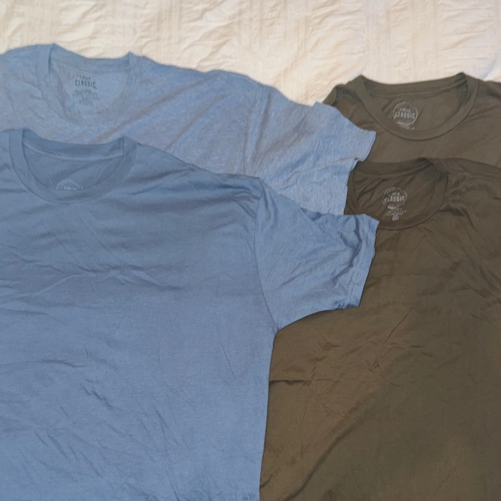 True Classic “Dad Bod” Men's Blue and Green T-Shirts. 2XL, 4 pc